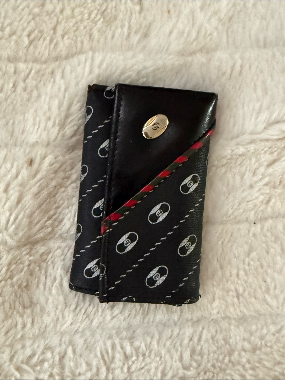 Vintage GUCCI Plus 6-Hook Key Holder Trifold Case - Black Monogram Canvas (rare)